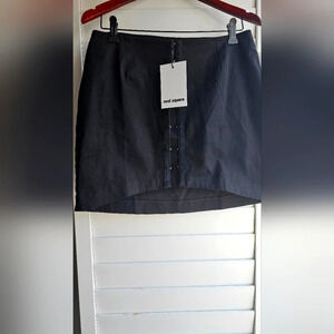 Oval Square Mini Cotton  Hooks Hi Low Skirt Black size M